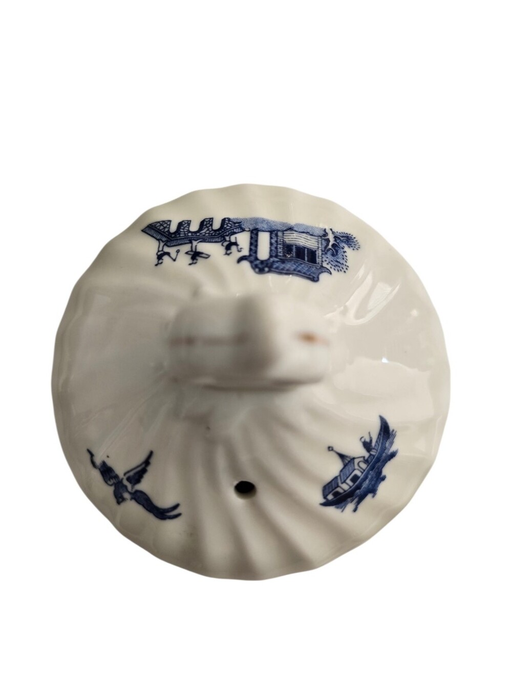 Vintage Japan Blue Willow Style Porcelain Teapot Cottagecore Chinoiserie Decor - Picture 9 of 10